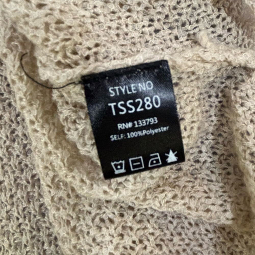 POL Oversize Open Knit Crochet Gone for Brunch Graphic Casual Comfy Sweater M - Picture 8 of 8